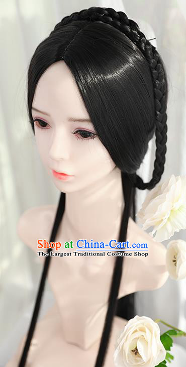 Traditional Chinese Cosplay Ming Dynasty Princess Wigs Sheath Ancient Female Swordsman Chignon for Women