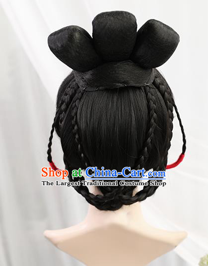 Traditional Chinese Cosplay Tang Dynasty Princess Wigs Sheath Ancient Nobility Lady Chignon for Women