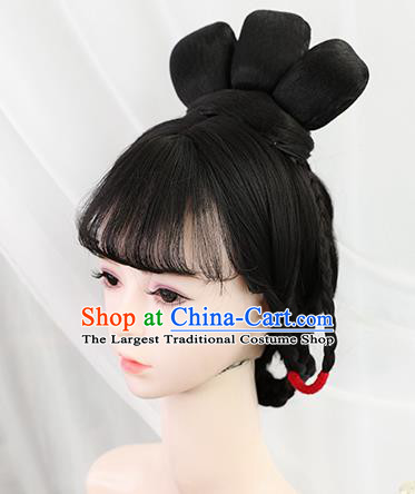 Traditional Chinese Cosplay Tang Dynasty Princess Wigs Sheath Ancient Nobility Lady Chignon for Women