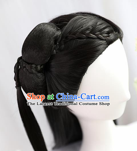 Traditional Chinese Cosplay Ming Dynasty Nobility Lady Wigs Sheath Ancient Princess Chignon for Women