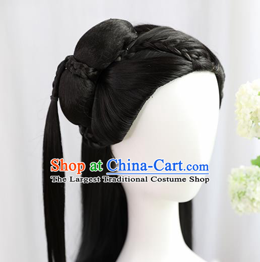 Traditional Chinese Cosplay Ming Dynasty Nobility Lady Wigs Sheath Ancient Princess Chignon for Women