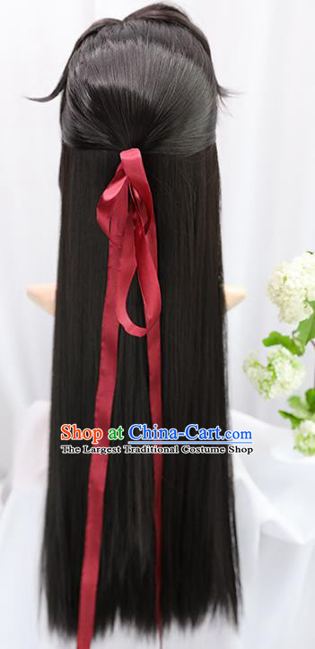 Traditional Chinese Cosplay Taoist Priest Wei Wuxian Wigs Sheath Ancient Young Swordsman Chignon for Men