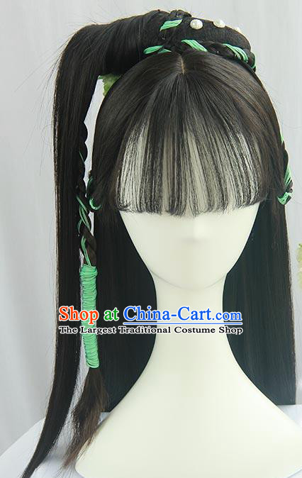 Traditional Chinese Cosplay Ming Dynasty Female Swordsman Wigs Sheath Ancient Flying Apsaras Chignon for Women