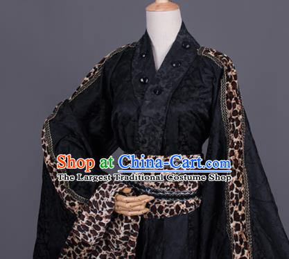Traditional Chinese Cosplay Taoist Priest Black Costumes Ancient Swordsman Hanfu Clothing for Men