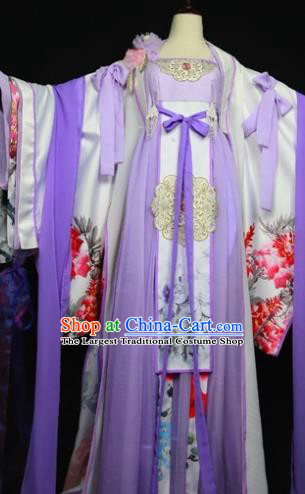 Traditional Chinese Cosplay Court Lady Purple Dress Ancient Drama Fairy Princess Costumes for Women