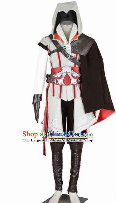 Top Grade Cosplay Assassin White Costumes Halloween Swordsman Clothing for Men