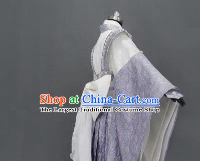 Traditional Chinese Cosplay Goddess Queen Violet Dress Ancient Drama Female Swordsman Costumes for Women