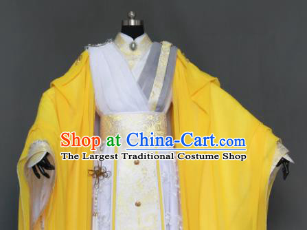 Customize Chinese Traditional Cosplay Taoist King Yellow Costumes Ancient Swordsman Clothing for Men