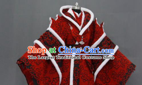 Customize Chinese Traditional Cosplay Taoist King Red Costumes Ancient Swordsman Clothing for Men