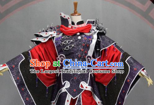 Customize Chinese Traditional Cosplay Evil Prince Purple Costumes Ancient Swordsman Clothing for Men
