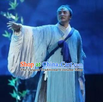 Chinese The Legend of Wang Yangming Ancient Taoist Blue Clothing Stage Performance Dance Costume for Men