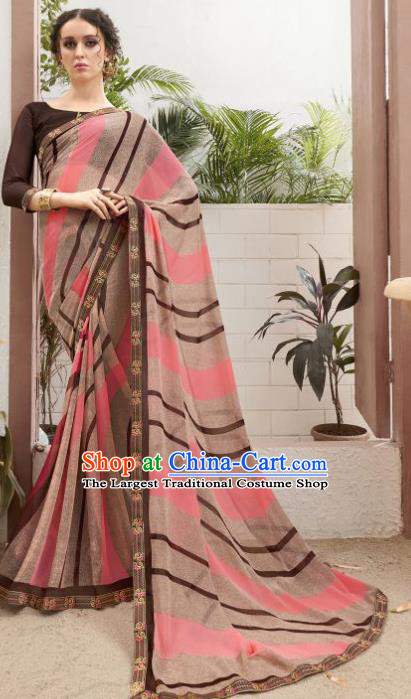 Asian Indian Bollywood Brown Saree Dress India Traditional Costumes for Women