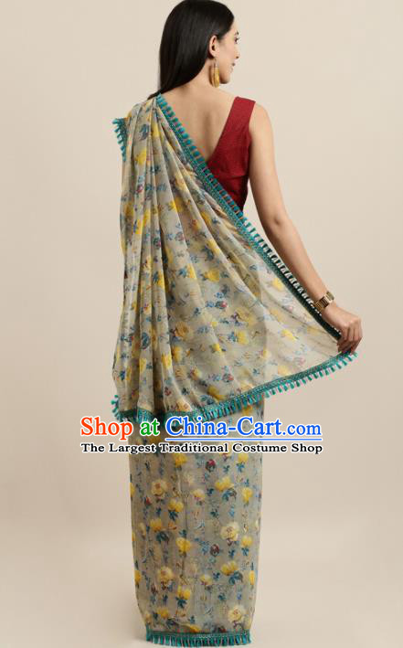 Asian Indian Bollywood Printing Georgette Dress India Traditional Sari Costumes for Women