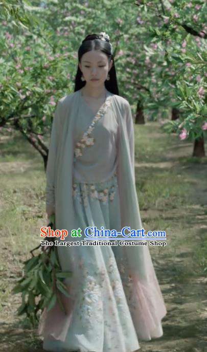 Chinese Drama Love and Destiny Ancient Flowers Goddess Ling Xi Ni Ni Replica Costumes and Headpiece for Women