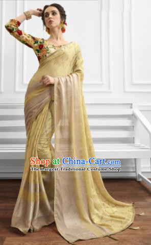 Ginger Chiffon Asian Indian National Lehenga Sari Dress India Bollywood Traditional Costumes for Women