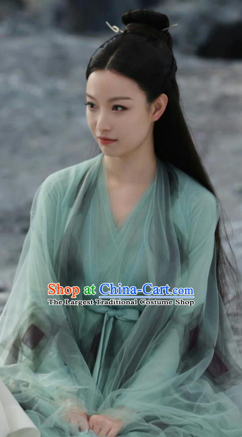 Chinese Drama Ancient Goddess Green Dress Love and Destiny Ling Xi Ni Ni Replica Costumes for Women