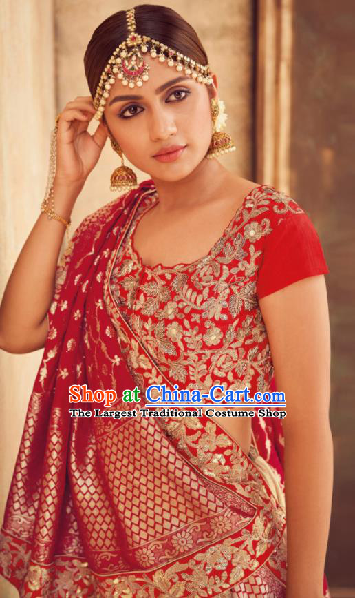 Indian Traditional Bollywood Lehenga Beige Banarasi Silk Dress Asian India National Festival Costumes for Women