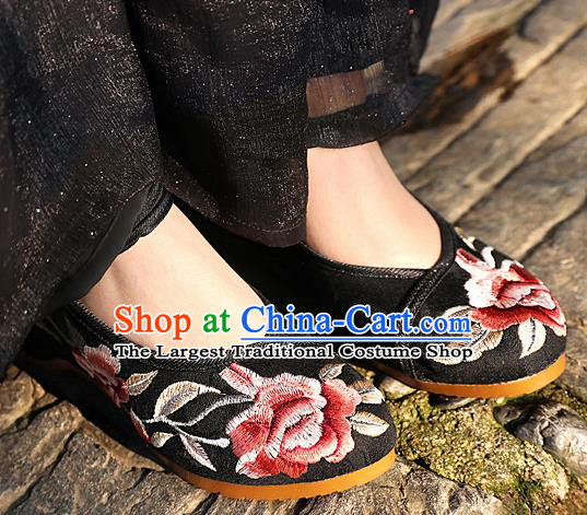 Chinese National Black Shoes Traditional Hanfu Shoes Opera Shoes Embroidered Shoes for Women