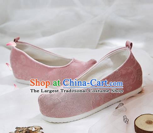 Traditional Chinese Pink Cloth Shoes Hanfu Shoes National Shoes for Women