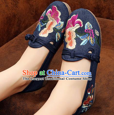 Traditional Chinese National Embroidery Navy Shoes Embroidered Shoes Hanfu Shoes for Women