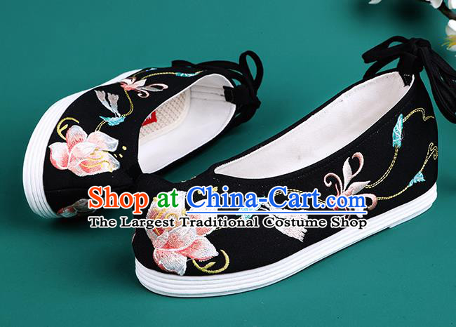 Chinese Traditional Winter Embroidered Black Shoes Hanfu Shoes Princess Shoes for Women