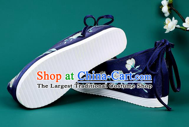 Chinese Traditional Embroidered Flowers Royalblue Shoes Hanfu Shoes Princess Shoes for Women