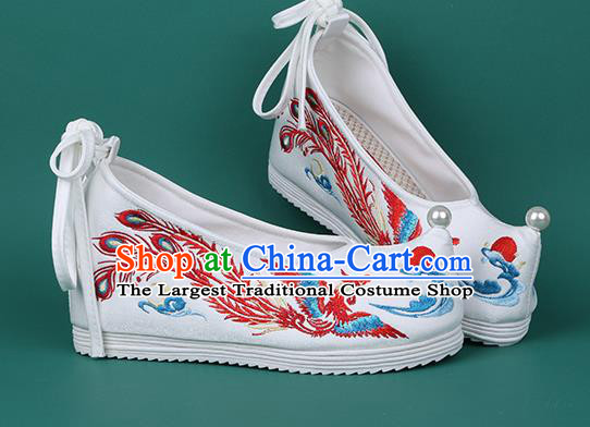 Chinese Embroidered Red Phoenix Shoes Traditional Hanfu Shoes Princess Shoes for Women