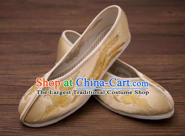 Traditional Chinese Handmade Hanfu Shoes Embroidered Dragon Phoenix Shoes Satin Shoes for Women