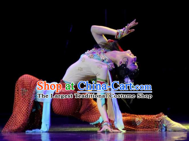 Chinese Chuansi Gongzhu Dance Dress Ancient Silk Princess Stage Performance Dance Costume and Headpiece for Women