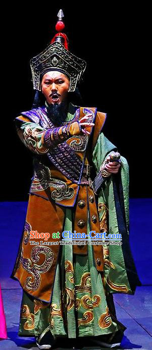 Chinese King Zhuang of Chu Ancient General Clothing Stage Performance Dance Costume for Men