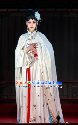 Xi Jiao Chinese Peking Opera Diva White Dress Stage Performance Dance Costume and Headpiece for Women