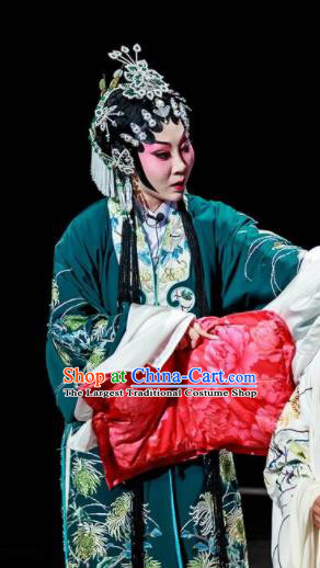 Sansheng Dream Chinese Cantonese Opera Diva Green Dress Stage Performance Dance Costume and Headpiece for Women