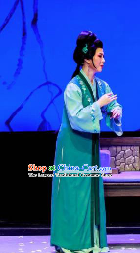Phoenix Hairpin Chinese Peking Opera Diva Green Dress Stage Performance Dance Costume and Headpiece for Women