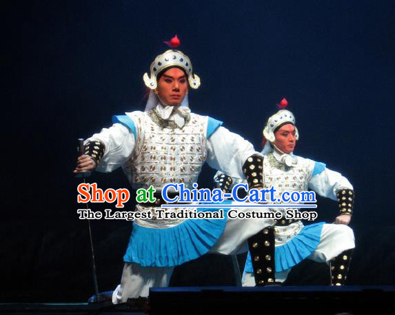 Su Wu In Desert Chinese Beijing Opera Soldier Armor Clothing Stage Performance Dance Costume and Headpiece for Men