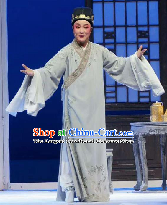 Amber Fate Chinese Shaoxing Opera Niche Blue Clothing Stage Performance Dance Costume and Headpiece for Men