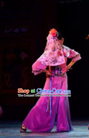 Gucuo Marriage Chinese Folk Dance Dress Stage Performance Dance Costume and Headpiece for Women