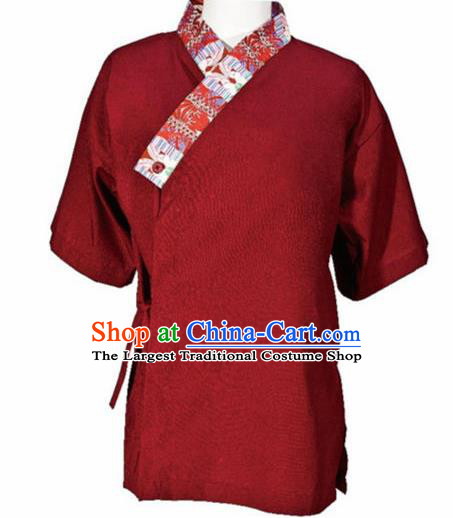 Traditional Japanese Purplish Red Yamato Shirt Kimono Asian Japan Costume for Men