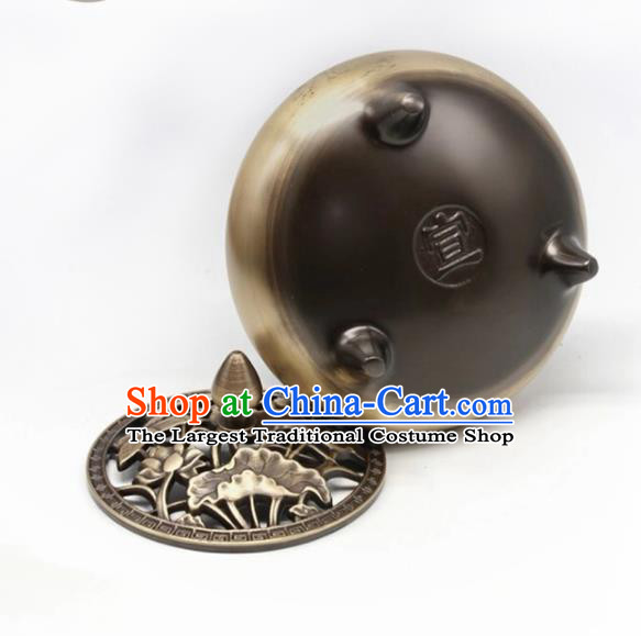 Traditional Chinese Carving Lotus Incense Burner Copper Censer