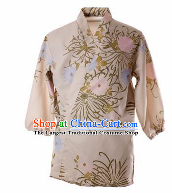 Traditional Japanese Printing Chrysanthemum Shirt Kimono Asian Japan Costume for Men