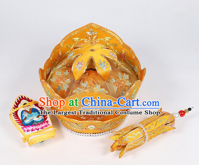 Traditional Chinese Monk Yellow Hats Buddhism Headwear for Men