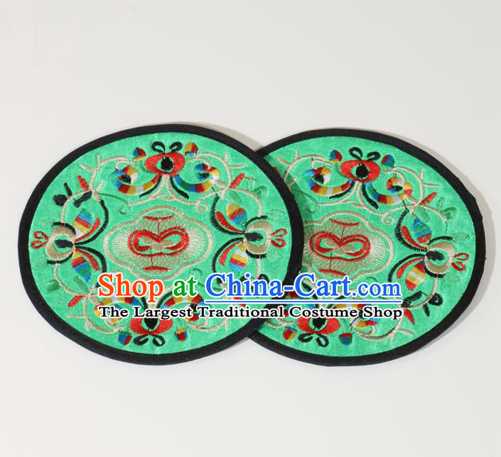 Chinese Traditional Household Accessories Classical Embroidered Green Brocade Teacup Mat