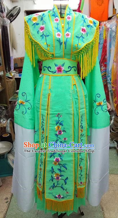 Chinese Traditional Beijing Opera Young Lady Costume Peking Opera Diva Green Dress for Adults