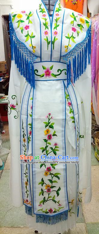 Chinese Traditional Beijing Opera Young Lady Costume Peking Opera Diva White Dress for Adults