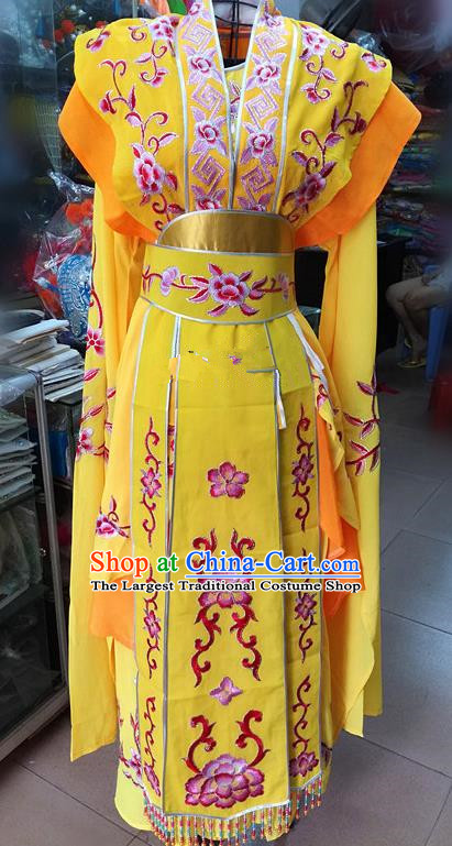 Chinese Traditional Beijing Opera Nobility Lady Yellow Dress Peking Opera Actress Costume for Adults
