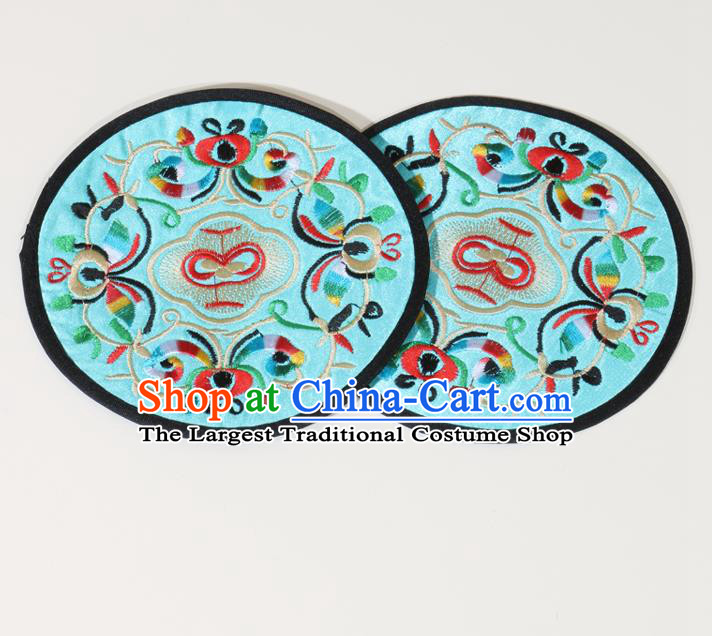 Chinese Traditional Household Accessories Classical Embroidered Light Blue Brocade Teacup Mat