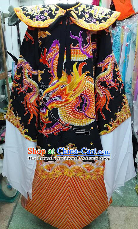 Chinese Traditional Beijing Opera Minister Costume Peking Opera Old Men Black Embroidered Robe for Adults