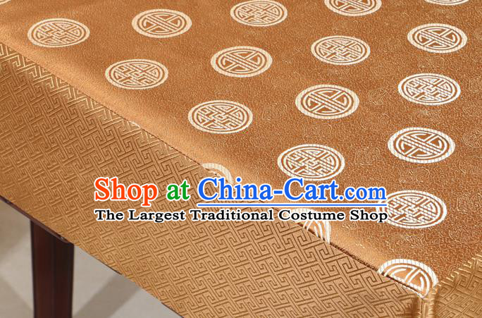 Chinese Traditional Longevity Pattern Bronze Brocade Desk Cloth Classical Satin Household Ornament Table Cover