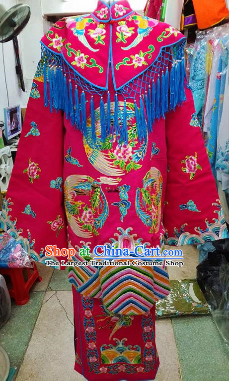 Chinese Traditional Beijing Opera Empress Rosy Embroidered Dress Peking Opera Actress Costume for Adults
