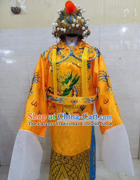 Chinese Traditional Beijing Opera Prime Minister Golden Embroidered Robe Peking Opera Old Men Costume for Adults