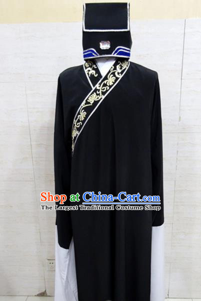 Chinese Traditional Beijing Opera Scholar Black Robe Peking Opera Niche Costume for Adults